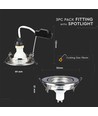3-pack 5W infälld spotlight - Stålfront, komplett med GU10-hållare och LED-spot