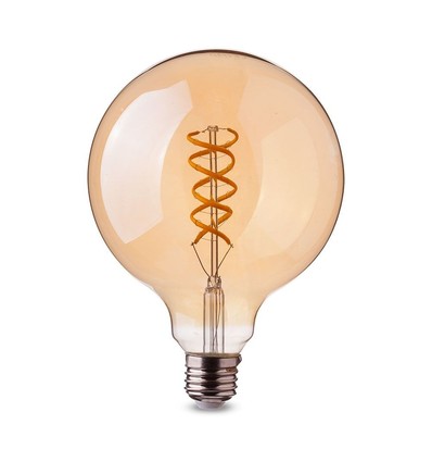E27 5W LED Glob-lampa Spiral Filament - Ø95mm, Extra Varmvit, Koltråd
