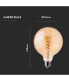 E27 5W LED Glob-lampa Spiral Filament - Ø95mm, Extra Varmvit, Koltråd