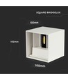 12W LED vit vägglampa - IP65 utomhus, fyrkantig, justerbar spridning, inkl. ljuskälla
