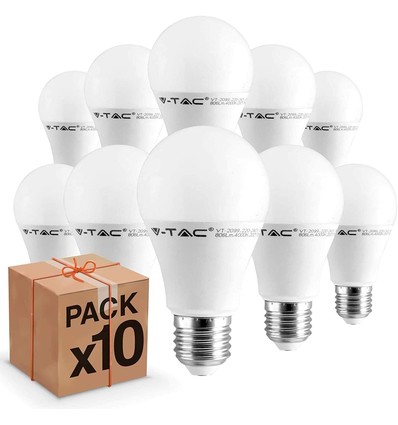 10 st E27 8.5W LED-lampa - 200 grader