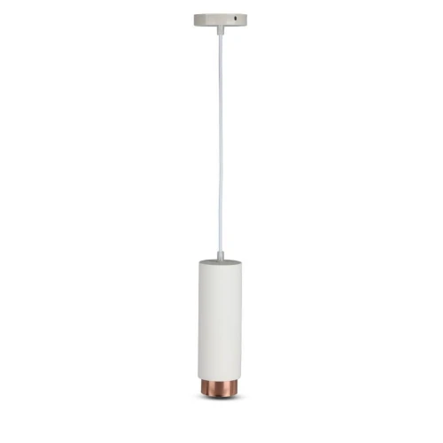 Outlet: V-Tac modern pendellampa - Vit med roséguld, Ø8 cm, GU10