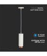 Outlet: V-Tac modern pendellampa - Vit med roséguld, Ø8 cm, GU10