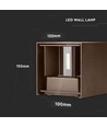 11W LED vägglampa - IP65 utomhus, fyrkantig, cortenfärgad, justerbar spridning, inkl. ljuskälla