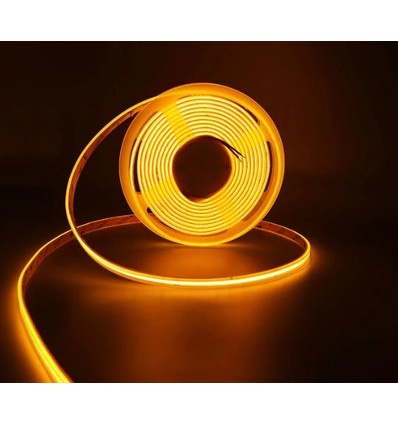 5m 10W/m Bärnstensfärgad COB-LED strip - 24V DC, IP67, 320 LED per meter, COB LED