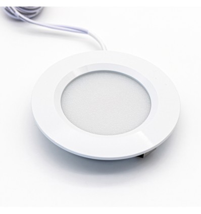 2,7W Ø6,8cm Reco68 möbelspotlight infällnad RA92 - 12V DC, Hål: Ø5,5 cm, Mått: Ø6,8 cm, Mattvit