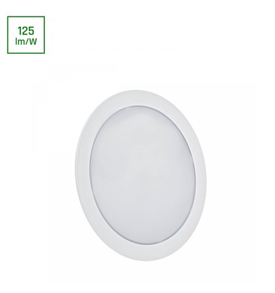 12W Ø17cm 2-i-1 infällt panel / utanpåliggande panel - 125lm/W, 3000K, rund, vit kant