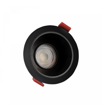 GU10 infälld spot med svart reflektor - Svart, aluminium, ställbar, Hål: Ø7,5 cm, Mått: Ø8,5 cm, IP20 inomhus