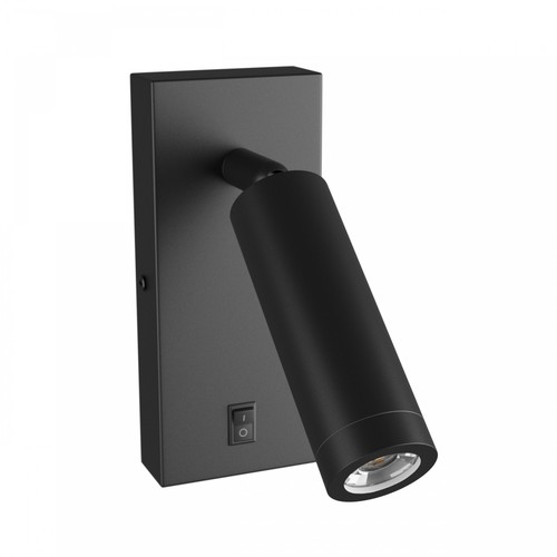 Mini GU10 slim vägglampa - Med strömbrytare, Ø3,8x9,5 cm, svart, rund, utan ljuskälla