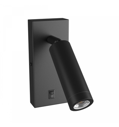 Mini GU10 slim vägglampa - Med strömbrytare, Ø3,8x9,5 cm, svart, rund, utan ljuskälla