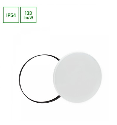 40W LED taklampa med sensor - Ø48,5cm, 133lm/W, IP54, svart/vit kant, varmvit