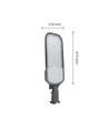 150W skymnings LED gatlampa - Skymningssensor, Ø60 mm, grå, IP65, IK09, 230V