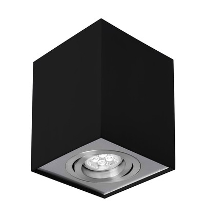 Chloe GU10 påbyggnadsspot - Fyrkantig, svart/silver, justerbar, utan ljuskälla