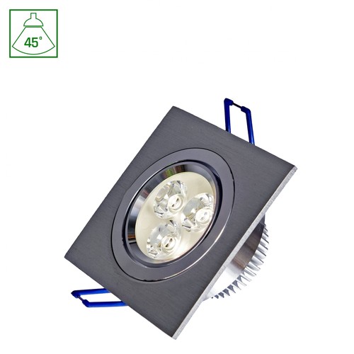 3W Fiale kvadratisk LED infälld spotlight - 45 grader, varmvit, 3x1W LEDs