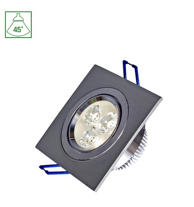 3W Fiale kvadratisk LED infälld spotlight - 45 grader, varmvit, 3x1W LEDs