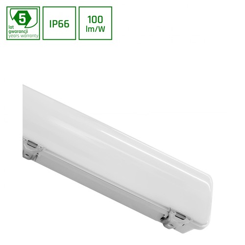 60cm 24W Limea LED armatur - IP65, 2400lm, 4000K, transparent hölje, garage/verkstad