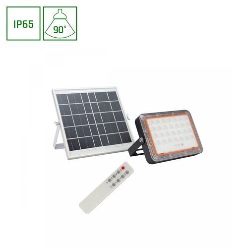 50W Solara 2 solcells-strålkastare - 3.2V, IP65, kallvit, svart, fjärrkontroll, inkl. solpanel