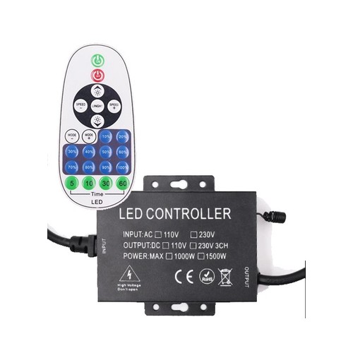 RF trådlös timer+dimmer med fjärrkontroll IP67 vattentät - För 230V 8x16 Neonflex, minnesfunktion, max 100m