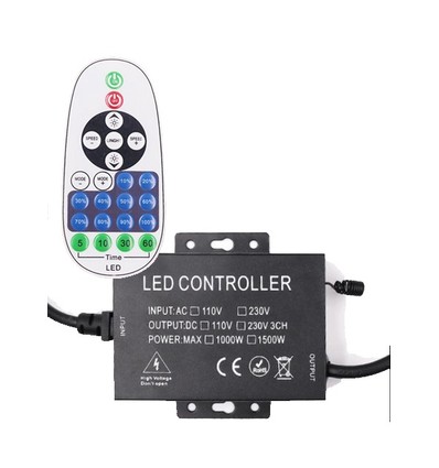 RF trådlös timer+dimmer med fjärrkontroll IP67 vattentät - För 230V 8x16 Neonflex, minnesfunktion, max 100m