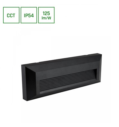 6W Encanta Asymmetric CCT vägglampa - IP54, svart, 750lm, 3 färgtemperaturer, fasad/utomhus