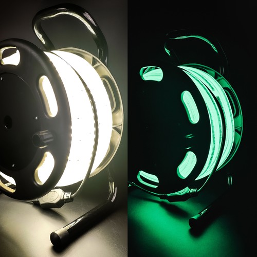 25m Självlysande arbetsljus 230V LED-remsa på trumma - IP67, 180 LED/m, 11W/m, 1000 lm/m, 4000K