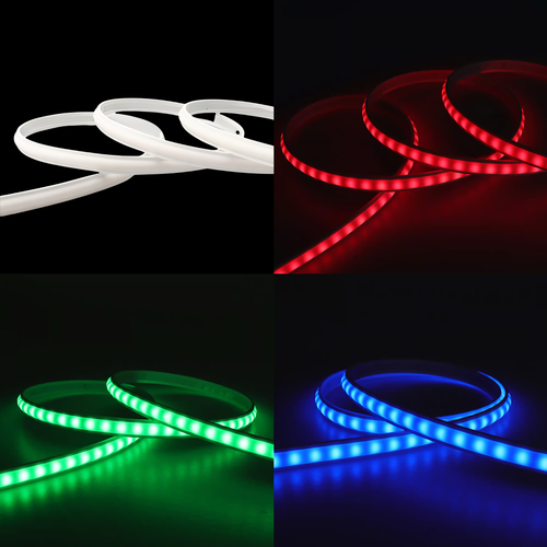 5m 9W/m RGB CLIP-ON LED-strip - 230V, IP67 vattentät, vitt hölje, 60 LED