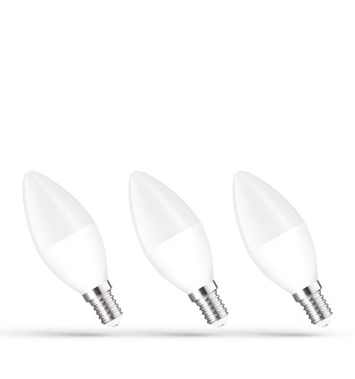 3-pack E14 6W LED kronljus - C37, varmvit, 3000K