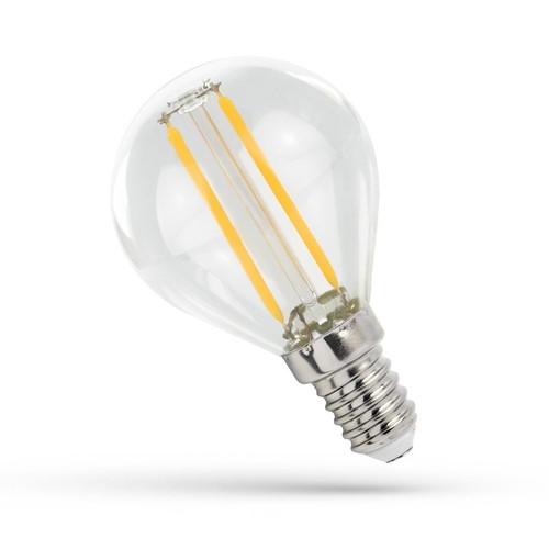 E14 1W LED klotlampa - G45, filament, klart glas