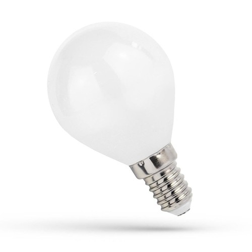 E14 1W LED klotlampa - G45, filament, frostat glas