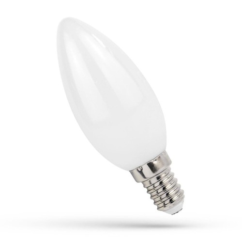 E14 1W LED kronljuslampa - C35, filament, frostat glas