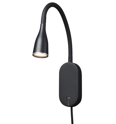 EYE LED Vägglampa med USB och Touch dimmer, 5W, Nielsen Light - svart
