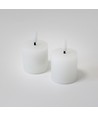 LED Blockljus, 2 st, flameffekt, vit - 5cm hög, Ø5cm, fungerar med fjärrkontroll, äkta stearin