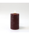 LED Blockljus 12,5cm, smält-look, lågeffekt - Ø7,5cm, fjärrkontroll, äkta vax, bordeauxröd