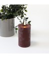 LED blockljus 12,5cm, smält-look, flammeffekt - Ø7,5cm, bordeauxröd