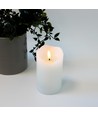 LED Blockljus 12,5 cm hög, flameffekt, vit - Ø7,5 cm, 12,5 cm hög, fungerar med fjärrkontroll, timer, äkta stearin