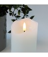 LED Blockljus 15 cm hög, flameffekt, vit - Ø7,5 cm, 15 cm hög, fungerar med fjärrkontroll, timer, äkta stearin