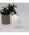 LED Blockljus 15 cm hög, flameffekt, vit - Ø7,5 cm, 15 cm hög, fungerar med fjärrkontroll, timer, äkta stearin