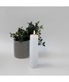 LED Blockljus 10cm hög, flameffekt, vit - Ø5cm, 20cm hög, fungerar med fjärrkontroll, timer, äkta stearin