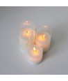 LED Blockljus set i glas Ø7,5cm, 3 st, fladdrande låga - Inkl. fjärrkontroll och timer, 10/12,5/15cm hög, äkta stearin