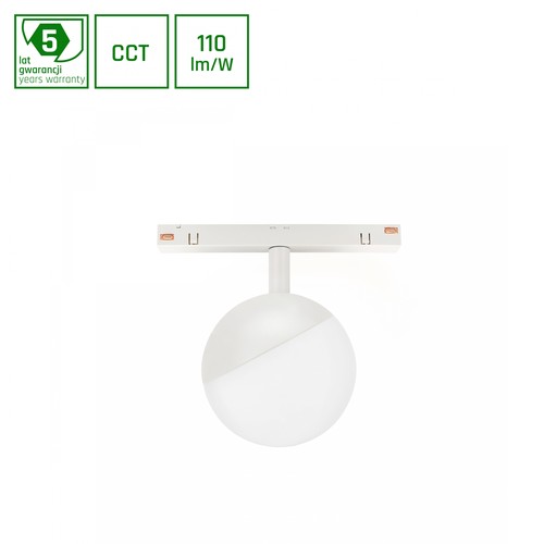 SHIFT CCT- Globe Sphere skinnebelysning Ø100x130mm, 5W, 165°, vit, CCT-brytare