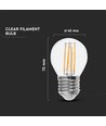 E27 4W 3-stegs dimbar LED klotlampa - G45, filament, klart glas