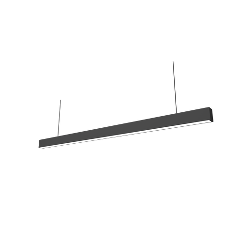 48W LED-ljusskena - 150cm, 120 lm/W, Svart, taklampa för kontor, inkl. vajerupphängning