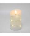LED blockljus med ljuskedja, 12,5cm, flammeffekt - Ø7,5cm