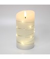 LED blockljus med ljuskedja, 15cm, flammeffekt - Ø7,5cm