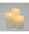Set med 3 st. LED blockljus 10cm, flammeffekt, vit - Ø7,5cm