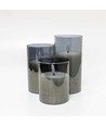 LED blockljus i gråtonat glas Ø7,5cm, 3 st, flammeffekt