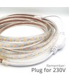 5 m vattentät ridbana strip (Typ Q) - 230V, IP67, 120 LED, 6W per meter