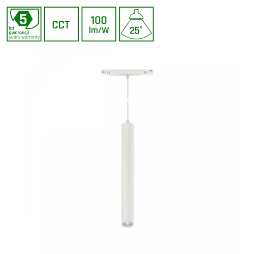 12W SYSTEM SHIFT CCT-HANGIT skenspot för pendel - 48V, RA90, 25°, vit, 5 års garanti