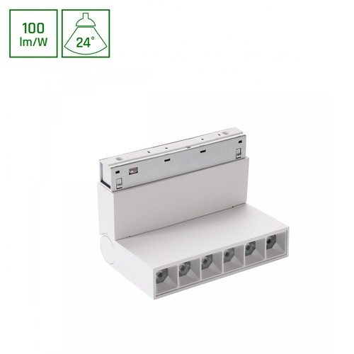 6W SYSTEM SHIFT BASIC GRID XS skenspot, 48V - 4000K, vit, 24 grader, justerbar, 48V skensystem