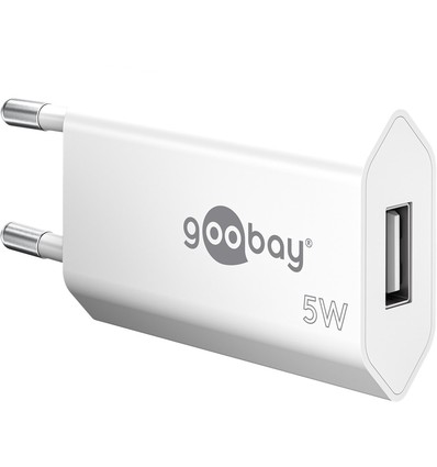 Goobay USB-laddare 5W - USB-A, vit, perfekt för mobil och lampor